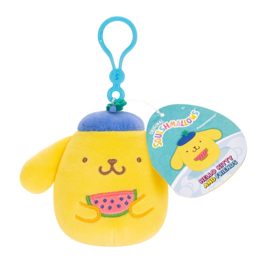 Squishmallows Sanrio Pompompurin 3.5 Inch Bag Clip Keychain Hello Kitty Tropical